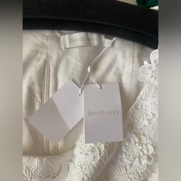 SOLD NWT Authentic ZIMMERMANN Raie Floral Lace Short-Sleeve Crop Top size AU 3 - Picture 4 of 7